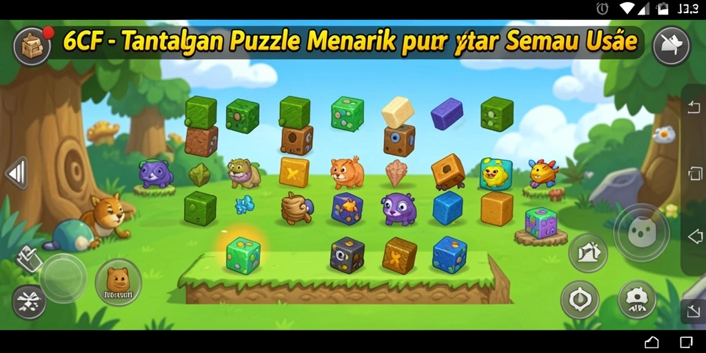 Screenshot gameplay 6CF menampilkan tantangan Puzzle yang menarik.