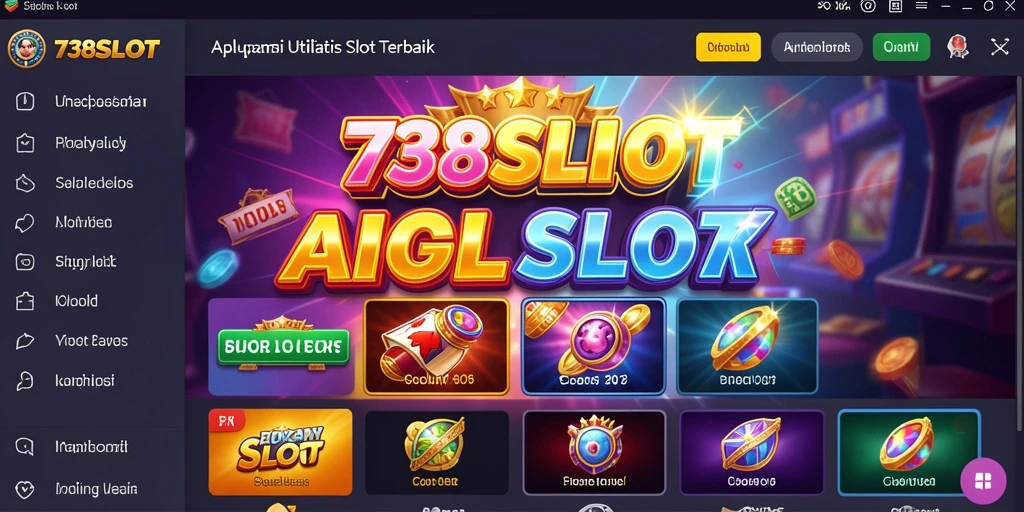 Tampilan antarmuka menarik dari aplikasi 738SLOT dengan permainan slot.