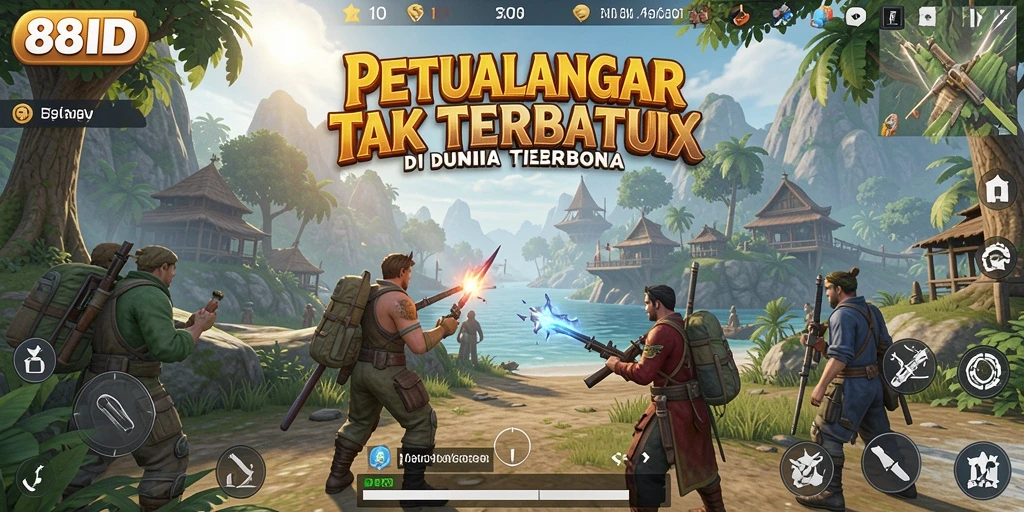 Screenshot dari gameplay yang menampilkan eksplorasi dunia terbuka di 88ID.