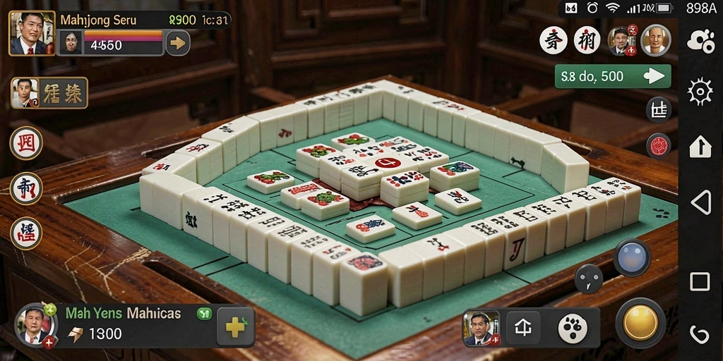 Screenshot permainan 898A yang menunjukkan gameplay Mahjong yang menarik.