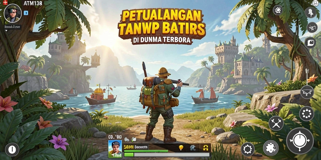 Screenshot menampilkan pemain dalam petualangan dunia terbuka yang luas.