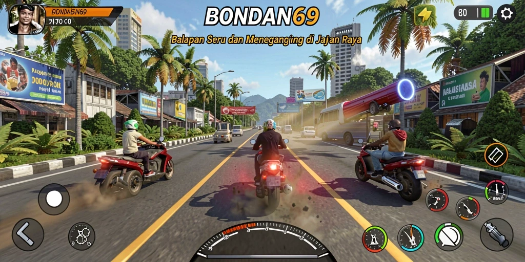 Gameplay menegangkan BONDAN69 dengan banyak mobil dan trek menarik.