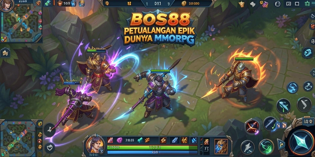 Tampilan gameplay epik dari BOS88 dalam dunia MMORPG.