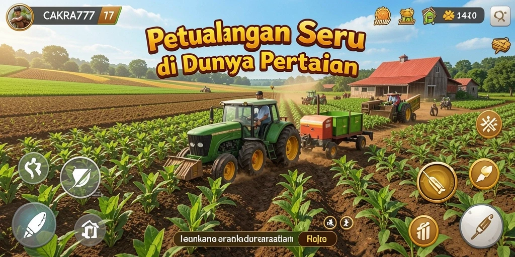 Menampilkan gameplay seru dari CAKRA777 di dunia pertanian.