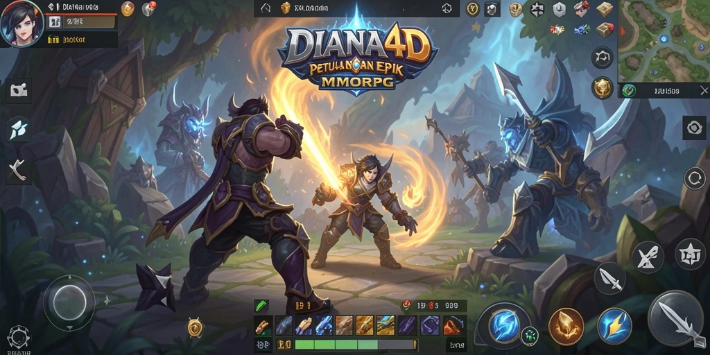 Tampilan gameplay menarik dari DIANA4D dengan pertempuran epik dan eksplorasi mendalam.