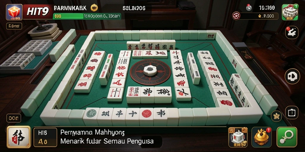 Tampilan gameplay menarik dari HIT9 dengan ubin Mahjong yang berwarna-warni.