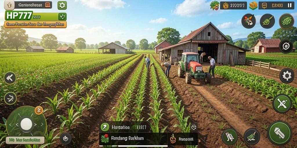 Tampilan gameplay menarik di HP777 dengan aktivitas bertani.
