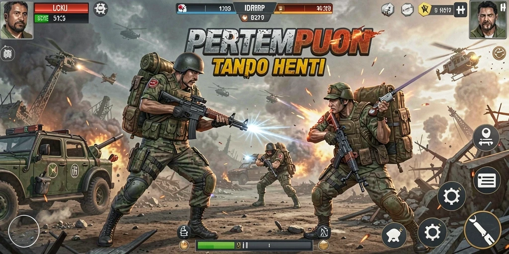 Tampilan gameplay mendebarkan dari IDRRP dengan aksi pertempuran yang intens.