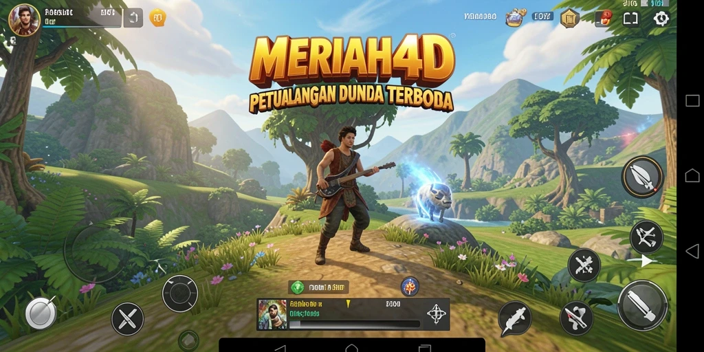 Screenshot gameplay MERIAH4D menampilkan eksplorasi dunia terbuka yang luas.