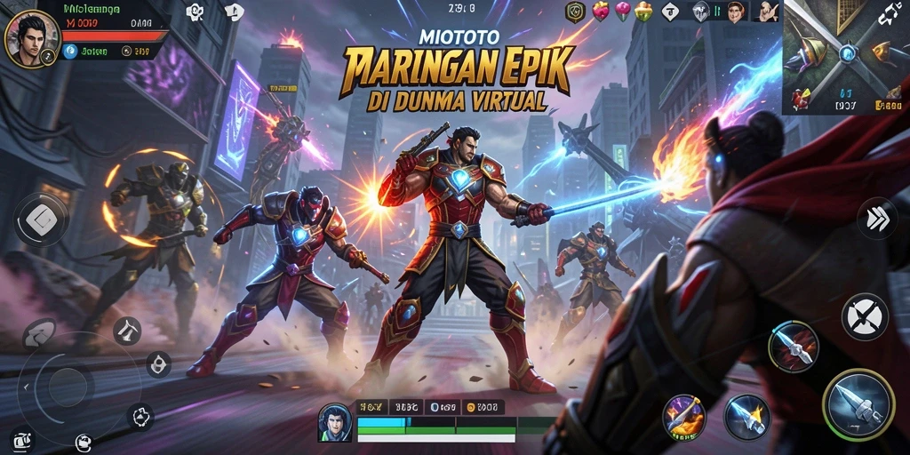 Gameplay seru MIOTOTO menampilkan pertarungan epik para karakter.