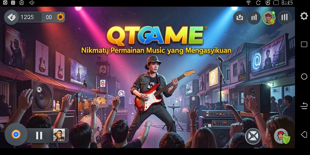 Gameplay QTGAME yang penuh semangat dengan berbagai lagu.