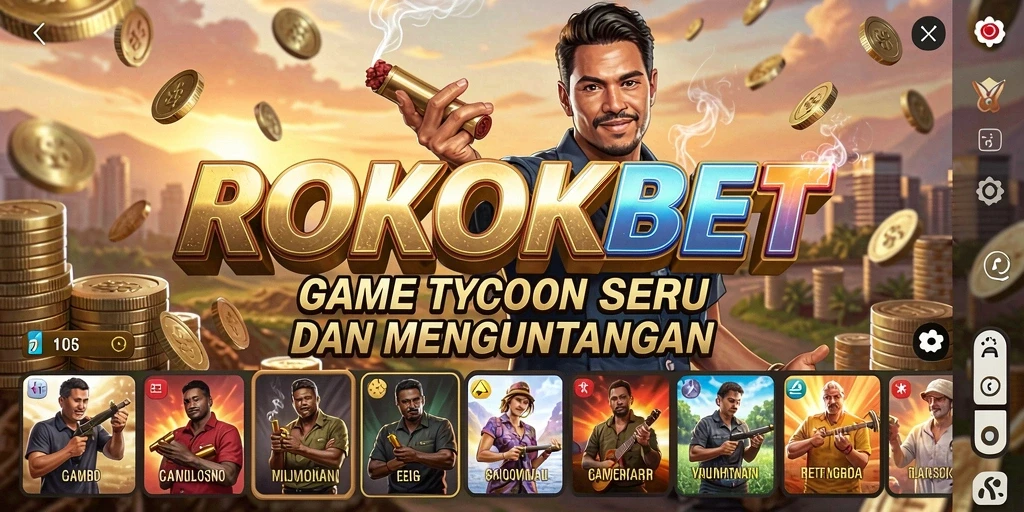 Tampilan gameplay ROKOKBET yang menarik dengan elemen Tycoon.