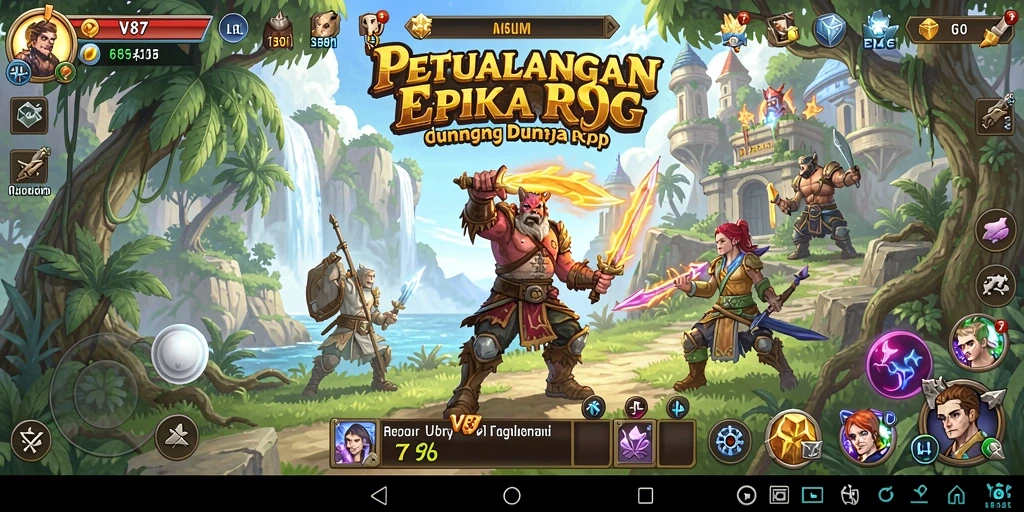 Tampilan gameplay V87 yang mendebarkan dan penuh aksi RPG.